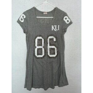 KU KANSAS JAYHAWKS 86 VICTORIA SECRET PINK Mini Dress VTG sz M Short Sleeve Gray